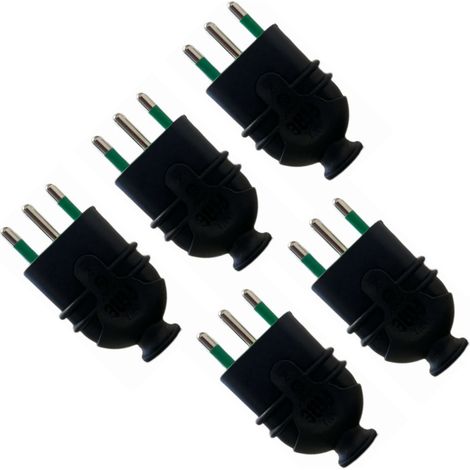 gloca 5x Spina Professionale Volante 16A 2P+T Nero Maschio Standard Italiano 250V (1/4)