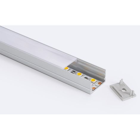 Aluminiumprofil Aufbau für LED Streifen bis 20 mm Aluminium 2 m Weiß transluzent (1/4)