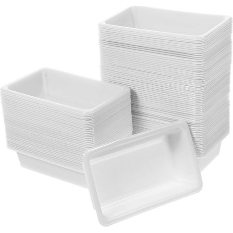 Plateaux jetables pour instruments, en plastique, pour matériel médical consommable (lot de 100).-8.5X5.5CM-White