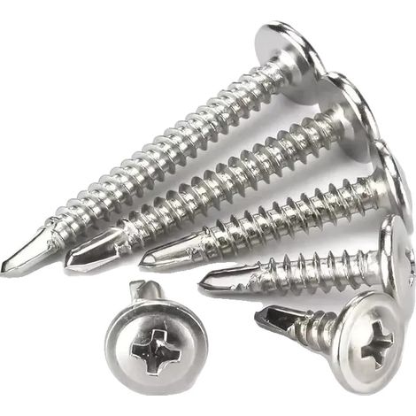 Tornillo autorroscante, acero inoxidable, cabeza plana redonda, M4.2 SUS410, 50 unidades, 4,2 x 13 mm (1/2)