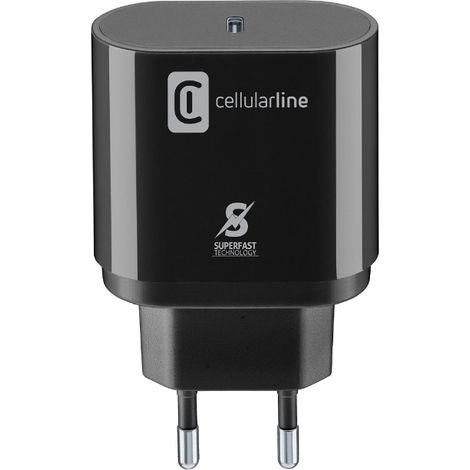 Cellularline - Chargeur ultra rapide USB-C 25 W (conçu pour Samsung) (noir) (1/4)