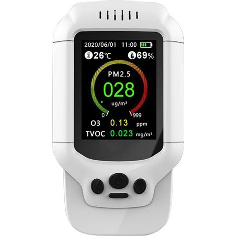 MIMOSON-Détecteur d'ozone O3 0-50 ppm, concentration PM2,5, température, humidité, TVOC et niveau de qualité (1/4)