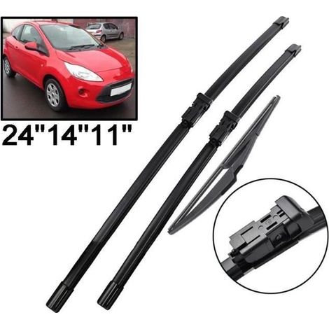 Lot de 3 Balais d'essuie-glace avant + arrière Pour Ford KA MK2 2009 2010 2011 2012 2013 2014 2015