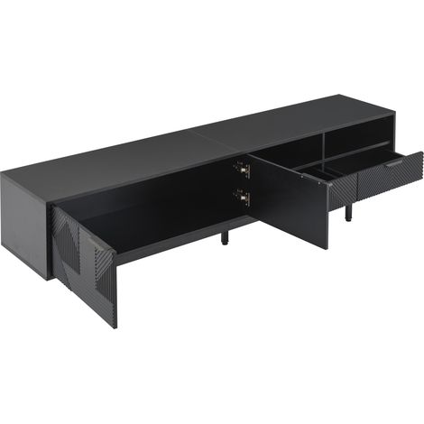 Mobile TV moderno nero 200x40x51 cm con motivo geometrico e vano contenitore (1/5)