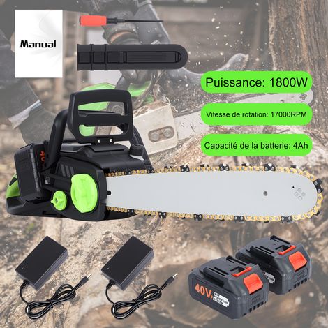 Tronçonneuse a Batteriee sans fil - Livrée avec batterie 4 Ah et chargeur - 1800W - Vitesse 17000rpm (1/5)