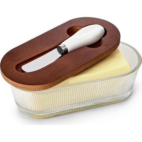 Boîte à Beurre en Verre 300ml Design Vintage Hermétique Carrée pour Beurre et Fromage Lavable au Lave-Vaisselle (1/4)