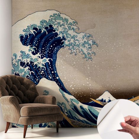Selbstklebende Tapete - Wanddekoration Wohnzimmer - Tapete Schlafzimmer Dramatische Welle 250x250 cm (1/5)