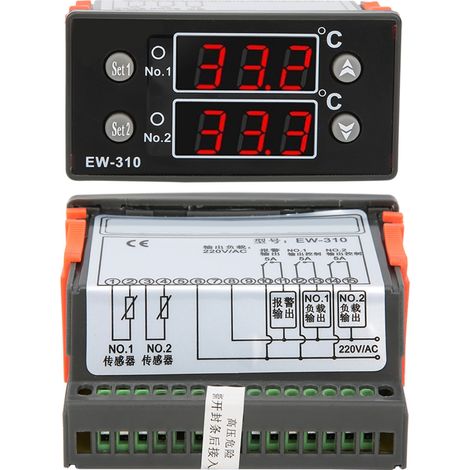 Régulateur de température numérique multi-étages EW-310 avec alarme intégrée pour machine à eau de refroidissement 220 V CA (1/5)