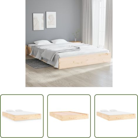 Cadre de lit -  Cadre de lit sans matelas bois massif 140x200 cm (1/5)