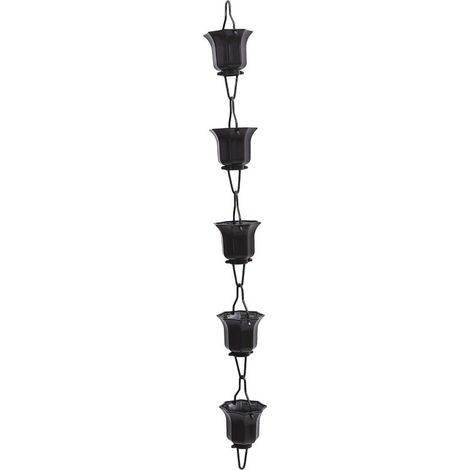 Chaîne De Pluie Décorative Lotus Cups 1 m pour Jardin Extérieur, Tasse en Alliage, Chaîne De Gouttière Japonaise Fonctionnelle Et Sonore (1/5)