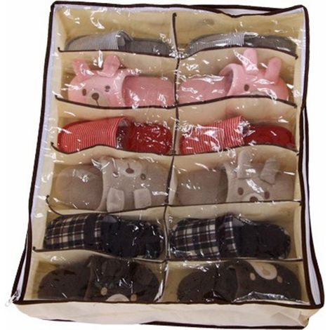 1 Rangement chaussures 12 cases, tissu non tissé, pliable, pour sous lit, placard (1/5)