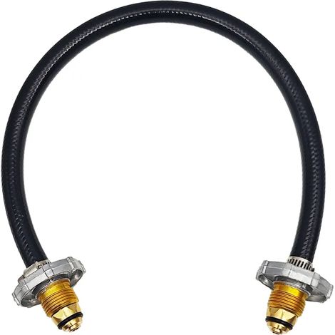 Adaptateur de recharge de propane pour réchaud de camping, tuyau de remplissage double bouteille de 60 cm, accessoires de chargement de gaz pour le camping en extérieur, réchauds de cuisine portables (1/4)
