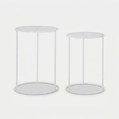 2er-Set runder Beistelltische aus Metall und Glas Harts (1/5)