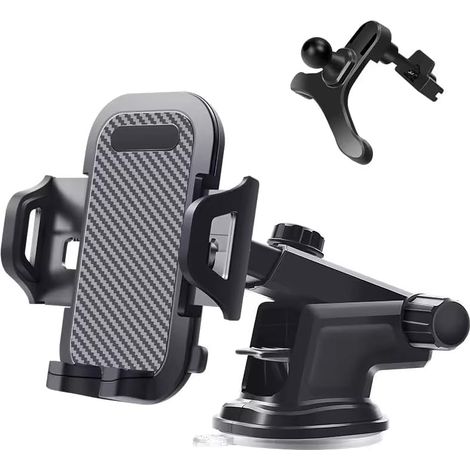 Support de téléphone pour voiture - Support universel pour pare-brise, tableau de bord et grille d'aération avec clip automatique et ventouse puissante pour smartphones jusqu'à 7,2 pouces (1/4)