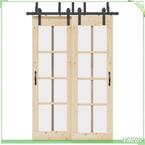 Kit de quincaillerie de porte coulissante - FAF7291712426377 - Rail 152,5 cm - 80 kg - Acier noir (1/5)