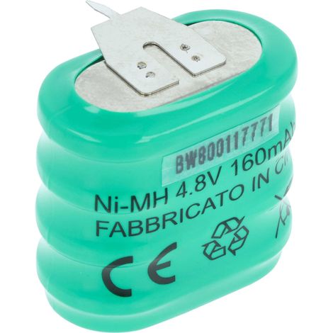 vhbw NiMH Ersatz Knopfzellen-Akku Typ 4/V150H 3-Pins 150mAh 4,8V kompatibel mit Modellbau-Akkus, Solar-Leuchten uvm.
