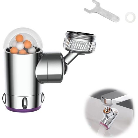 Lntyq Embout Robinet, Embout Robinet Cuisine avec Filtre à Pierres Médicales, 360 Degrés Brise Jet Robinet Cuisine, Deux Modes de Sortie D'eau, pour Cuisine, Salle de Bain