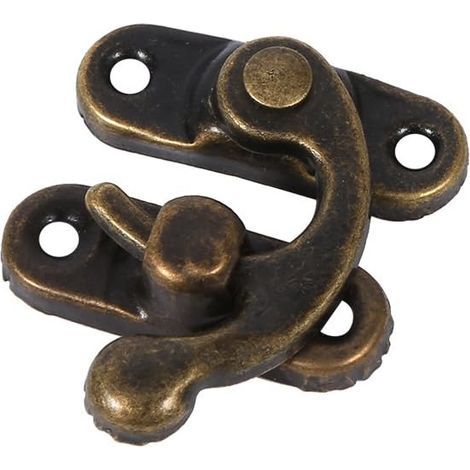 12X Antique Gauche/Droite Loquet Crochet Hasp Corne de Verrouillage avec loquet de Vis Sac Bricolage, bois, Boîte à bijoux Décoration Décoratifs Cadeau Vin Boîte En Bois (right-Bronze foncé)- (1/4)