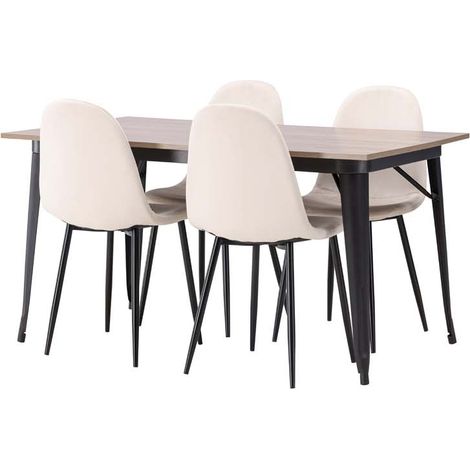 Tempe ensemble pour salle à manger table noyer décor et 4 Polar chaises beige. (1/5)