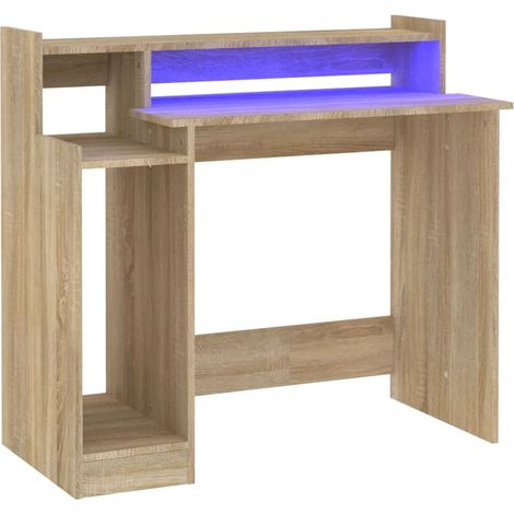 Maison Exclusive - Schreibtisch mit LEDs Sonoma-Eiche 97x45x90 cm
