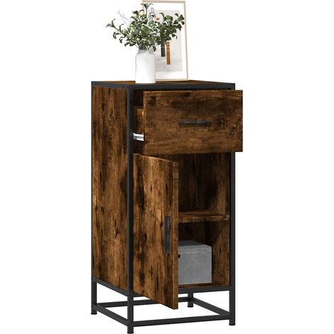 Sideboard Räuchereiche 35,5x35x76 cm Holzwerkstoff und Metall
