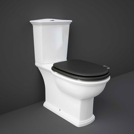 RAK Washington Close Coupled Toilet with Push Button Cistern (inc Matt Black Wood Soft Close Seat) (1/3)