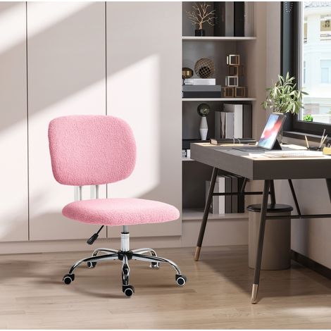Chaise de bureau en polyester rose, hauteur réglable, sans accoudoirs, 48 x 53 x 80-90 cm (1/5)