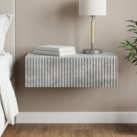 vidaXL Table d'appoint murale Gris béton 59 x 34,5 x 17 cm