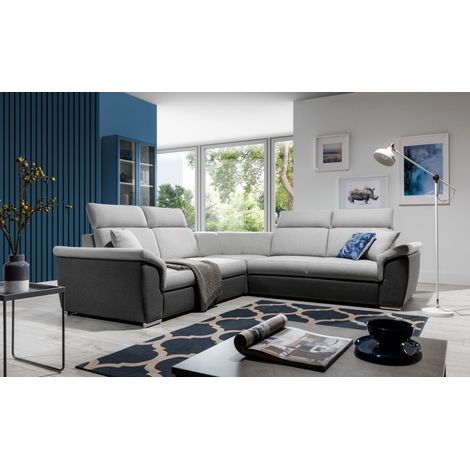 Sofá de esquina FREDERICO Gris 5 plazas con baúl 266x266cm (1/2)
