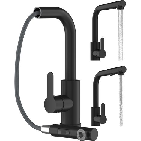 Mitigeur de cuisine Ebro Granitan noir avec douchette extractible (1/5)