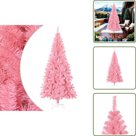 The Living Store Sapin de Noël artificiel avec support rose 210 cm PVC - Sapin de Noël rose (1/5)