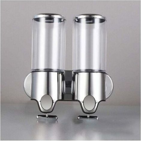 (Transparent) 2 x 500 ml Wandseifenspender, Doppelkopf-Handseifenspender, Flüssigseifenspender für Duschgel und Shampoo, für Küche, Bad, Hotel (1/5)