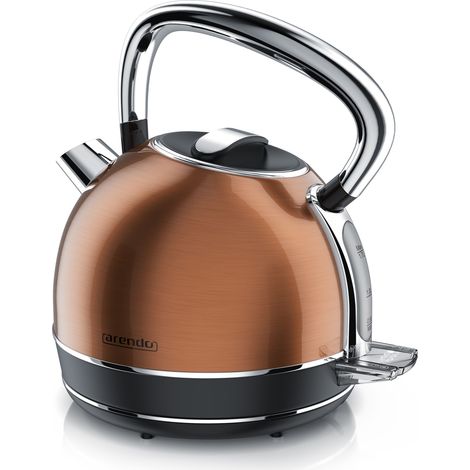 Arendo Wasserkocher mit Temperatureinstellung, 1,7 l, 2200 W, Edelstahl Retro Style Vintage, Überhitzung & Trockenkochschutz, kupfer (1/5)