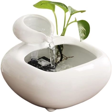 Petite fontaine en céramique avec eau courante, fontaine porte-bonheur de bureau pour la décoration de bureau, fontaine de table basse, petit ornement. (1/3)