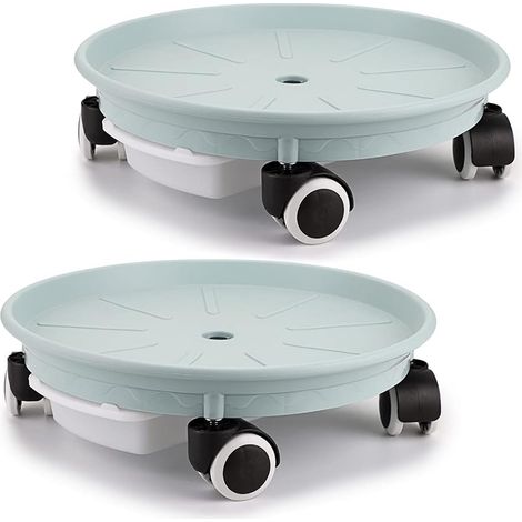MINKUROW Soporte para maceta con ruedas, soporte para plantas, soporte para plantas con ruedas de 12 ", con contenedor de agua para jardín, patio, terraza, capacidad de carga 60 kg, juego de 2 (1/5)