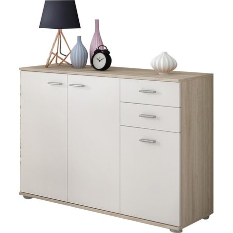 Credenza Meldola, Madia 2 Cassetti, un Ripiano, Apertura Battente, 103x34x74h cm Marrone Olmo