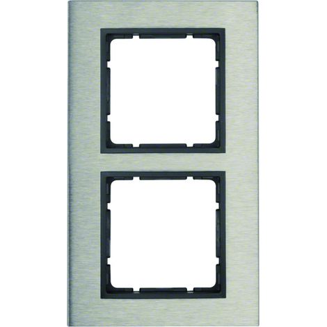 Plaque de finition Berker b.7 acier anthracite 2 postes vertical