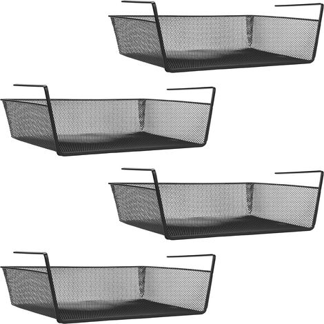 Hanging Basket for Kitchen Cabinet, Office, Pantry, Bathroom, 39 x 25 x 14 cm, Set of 4, Black (1/5)