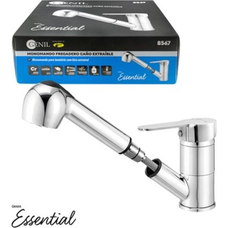 Monomando fregadero caño extraíble gama Essential, latón, cartucho cerámico 40mm