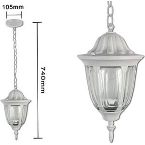 Lanterne De Plafond Suspendue Lampe De Jardin Rétro Avec Chaîne Blanc (1/3)