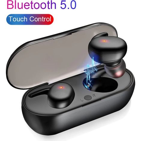 Y30 Bluetooth-Kopfhörer, Touchscreen-Version, kabellose TWS-Sport- und Outdoor-Kopfhörer 5.0 mit Ladecase, Y90-Kopfhörer – Y30-Verpackung in schwarzer Tasche (1/3)