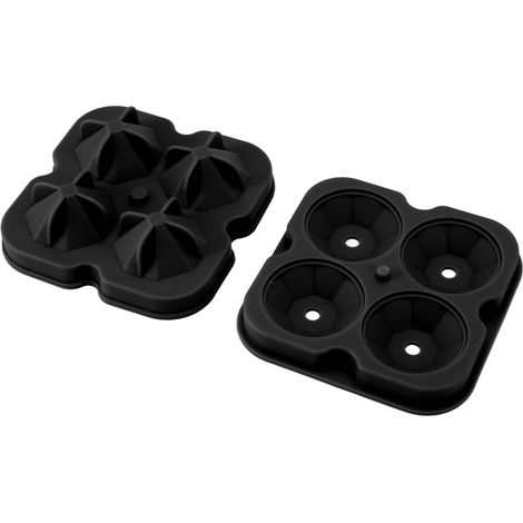 Silikon-Eiswürfelform mit 4 Löchern in Rautenform für Kuchen, Schokolade und Süßigkeiten (schwarz) (1/5)