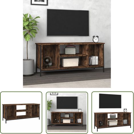 The Living Store TV-Schrank Räuchereiche 102x35x45 cm Holzwerkstoff - TV Schrank - Holzscherank - Fernsehschränkchen - Regal Für Fernseher - Wohnzimmer Möbel (1/5)