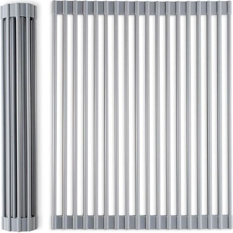 XICHAO Égouttoir à Vaisselle Pliable Silicone recouvert d\'acier Inoxydable 52x33cm (1/4)