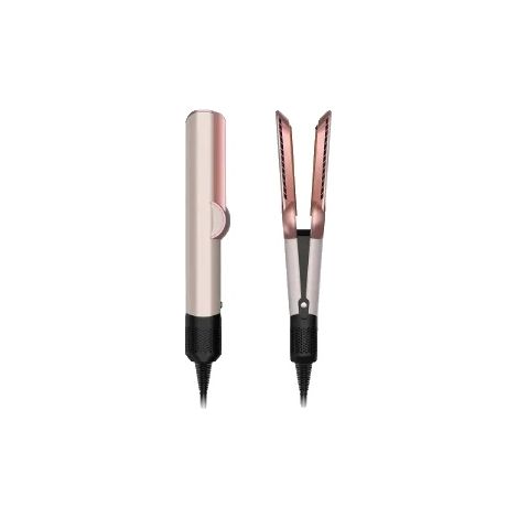 Plancha y secador de pelo, calentamiento rápido, diseño multifuncional, color rosa.