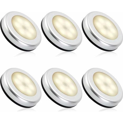 Veilleuse detecteur de mouvement intérieur,lampe led detecteur de mouvement pile pour escaliers, Eclairage LED Placard Armoire Couloir chambre enfant Auto ON / OFF 3M Adhésif (6pcs,blanche chaude) (1/4)