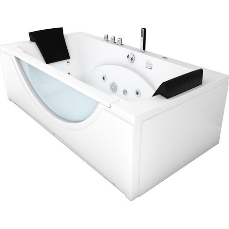 Whirlpool Pool Badewanne Eckwanne Wanne W81-TH-A-SC 90x180cm mit Farblicht, aktive Schlauch-Reinigung (1/5)