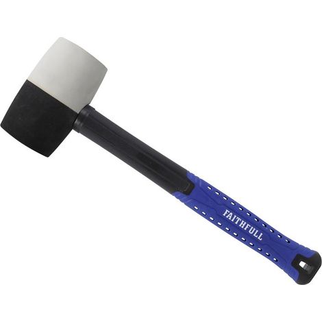 Faithfull Black & White Fibreglass Rubber Mallet Hammer 24oz FAIRMBWF24