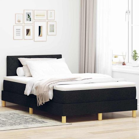 LED Boxspringbett mit Kissen Schwarz 120 x 190 cm Stoff