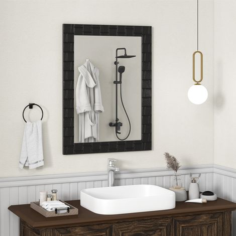 Reflet HD Parfait Miroir Mural Vertical ou Horizontal 81 x 61 cm en Bois Massif pour Entrée Salon Salle de Bain (1/5)